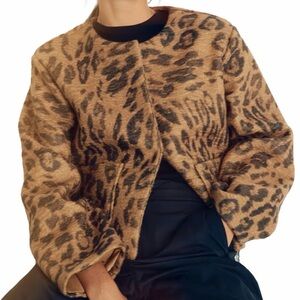 H&M Tan Leopard Teddy Jacket